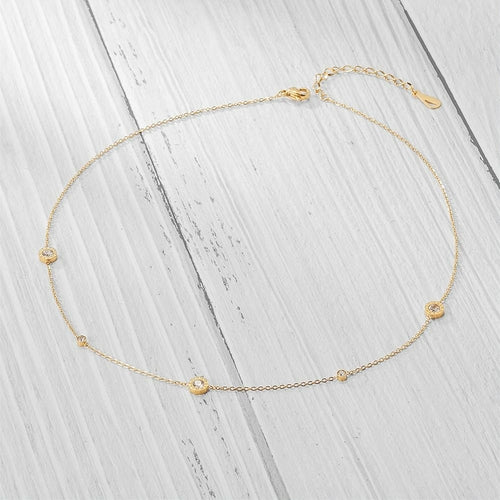 Roman Numeral CZ Station Necklace
