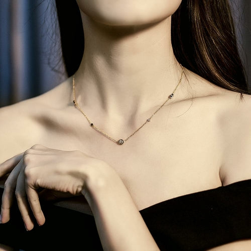 Roman Numeral CZ Station Necklace