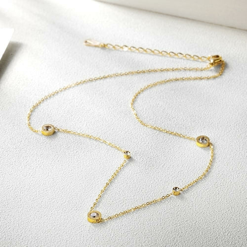 Roman Numeral CZ Station Necklace