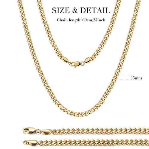5mm Gold Hip Hop Cuban Chain Necklace