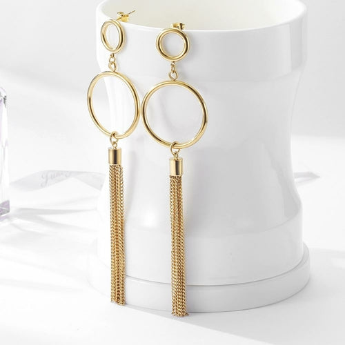 Circle Long Chain Earrings