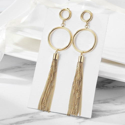 Circle Long Chain Earrings