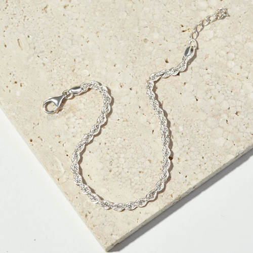 Rope Bracelet, Silver, Layering Bracelet